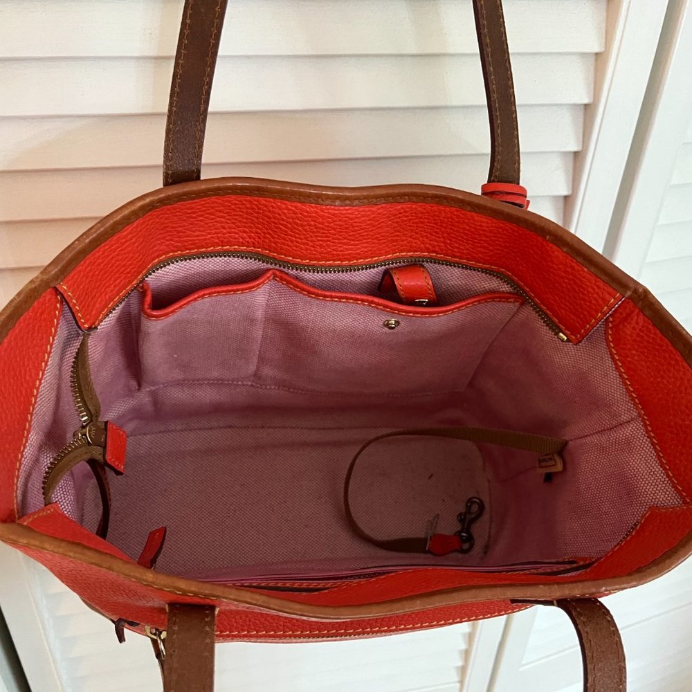 Dooney Bourke Orange Charleston Pebble Grain Leather Tote - Picture 5 of 6